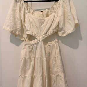 Free People Cream Ruffled Mini Dress